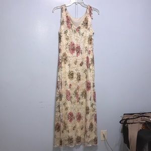 Pink & Green Lace Maxi Dress - Size: Med. - Large